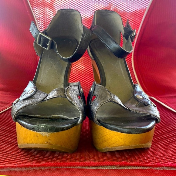 Calvin Klein Jeans Shoes - Calvin Klein Jeans wooden high heels with front lift in pewter